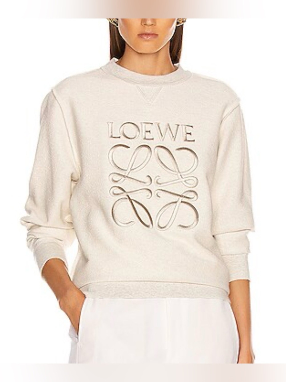 Loewe Anagram Embroidered Crewneck Sweatshirt Size Small Cream